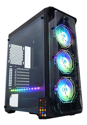 Gabinete Gamer K-mex Dark Trooper Polygo Cg-03b1 Fan Rgb Cor Preto