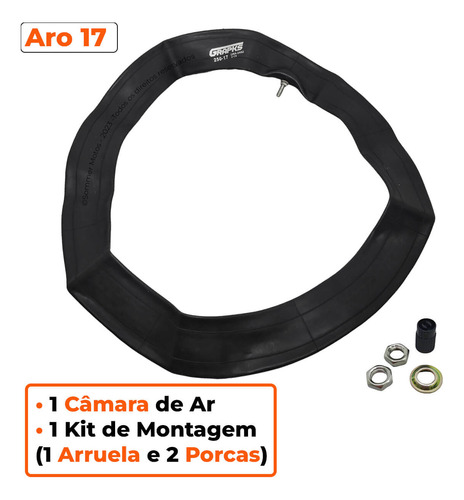 Kit Camara Ar 250-17 + Vacina Pneu 400 Ml Grapks + Michelin