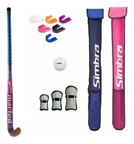 Combo Hockey Palo + Canilleras + Bucal + Funda Bocha Olivos