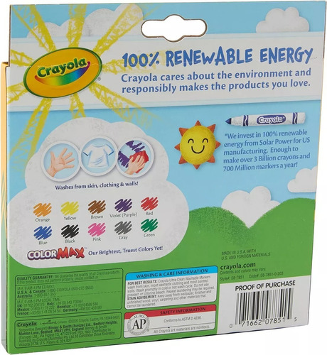 Marcadores Lavables Crayola Ultraclean Classic X10