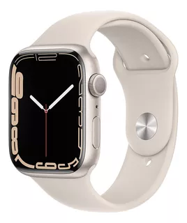 Apple Watch Series 7 (GPS, 45mm) - Caixa de alumínio estelar - Pulseira esportiva estelar