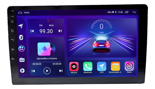 Multimidia10''2din 2ram+32g Qled Carplay Android Auto+camera