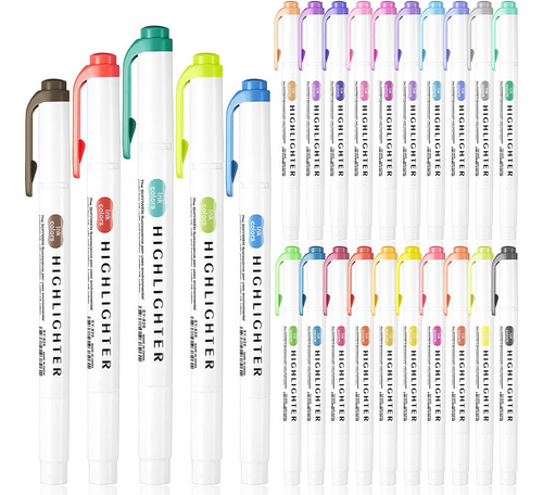 Outus Resaltador Fluorescente Doble Punta 25 Colores, Puntas