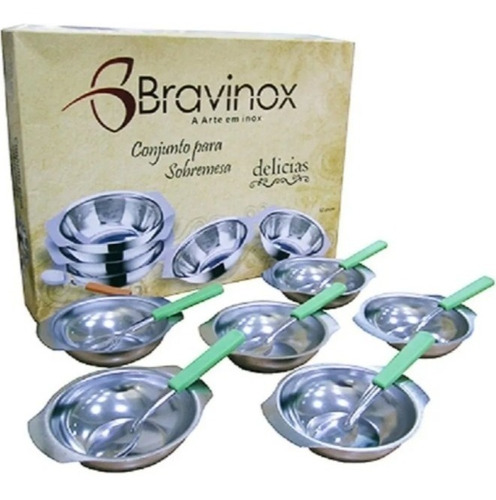 Conjunto Sobremesa Inox Delicia Colher Cb Pl Bravinox 12 Pçs