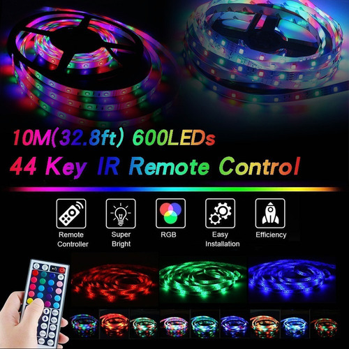 Hj Rolo De Tira De Led Rgb Multicolorido De 10 Metros,