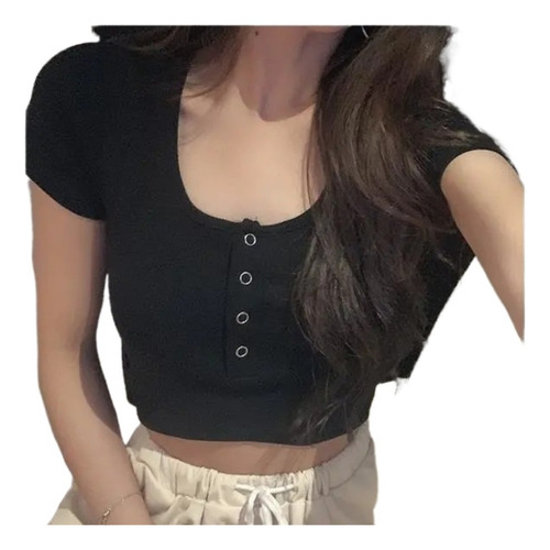 Top Mujer Ajustado Crop Tiro Alto De Moda Para Verano