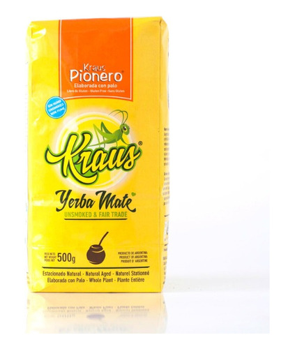 Yerba Mate Kraus Pionero Libre De Humo 500 Gr.