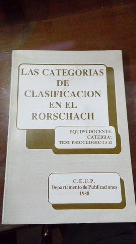 Libro Las Categorías De Clasificación En El Rorschach