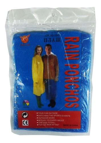 Piloto Poncho Capita Descartable Para Lluvia Niño Y Adulto