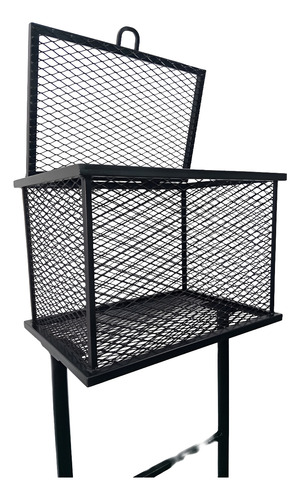 Canasto Cesto De Basura Exterior Hierro. Vereda 70x40x40cm Negro