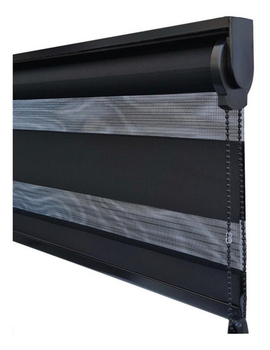 Cortina Persiana Double Vision Com Barra Niveladora Cor Preto