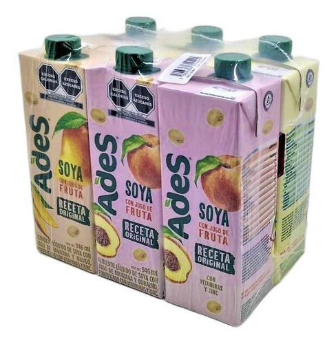 Bebida De Soya Ades Con Jugo De Fruta 6 Pz De 946 Ml C/u