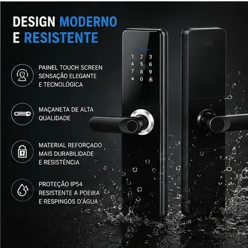 Fechadura Inteligente TWG TW-4021 FE Preto Wi-Fi Biométrica Chave