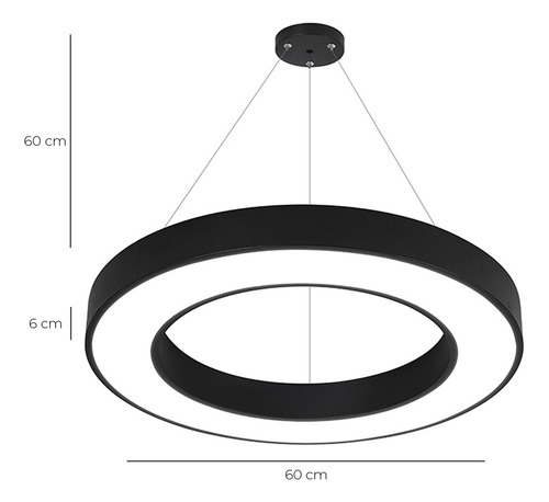 Lámpara Colgante Aro Negro 42w- 60 Cms Cct