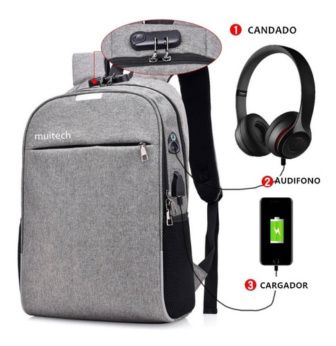 Mochila Antirrobo Con Usb Impermeable Entrega Inmediata