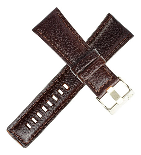 Poolsy pulseira para relógio em couro legítimo cor marrom largura 22 mm