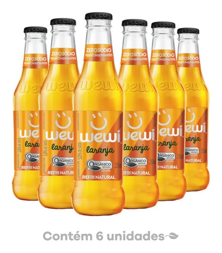 Refrigerante Laranja Orgânico Wewi Pack Com 6 Garrafas 255ml