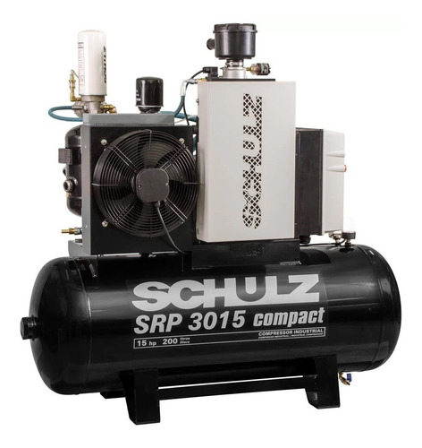 Compressor de ar elétrico Schulz Compact SRP 3015 trifásica 200L 15hp 220V/380V preto