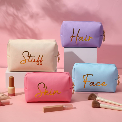 Aliceset Juego De 4 Bolsas De Maquillaje Preppy Lindas Bolsa