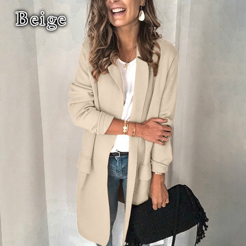 Blazer Casual De Manga Larga Con Bolsillo Falso De Color Lis