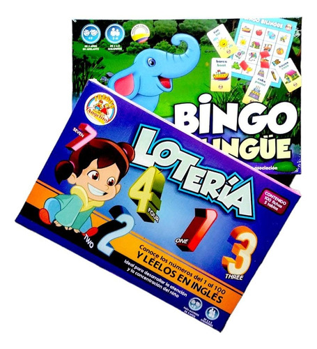 2 Juegos Lotería Bilingüe 1 Al 100 Bingo Ingles Español Niño