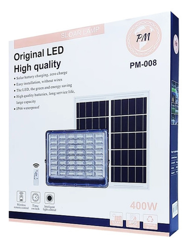 Foco Led De 400w Mas Panel Solar Control Remoto