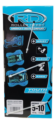 Combo De Patines Entrenadores Y Protecciones Fun Roll 13 - 17mx 9 Cm Azul