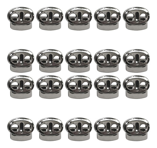 20x Cordones Cerraduras Metal Agujero Doble Oval Frijol