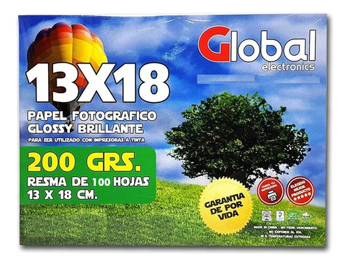 Global Papel Glossy 5r 200gr 100 Hojas 13x18