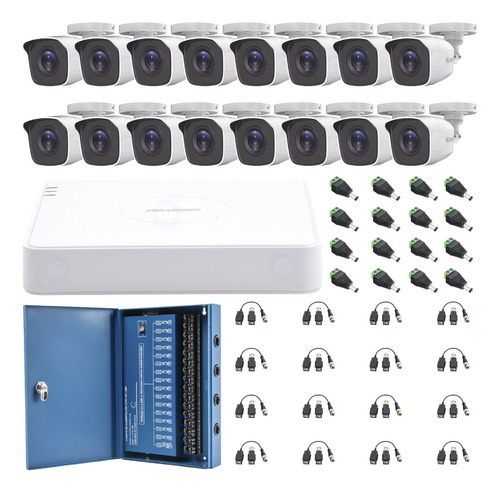 Kit 16 Camaras Hikvision 1080p 2 Mpx Cctv Dvr 16 Canal Color Blanco