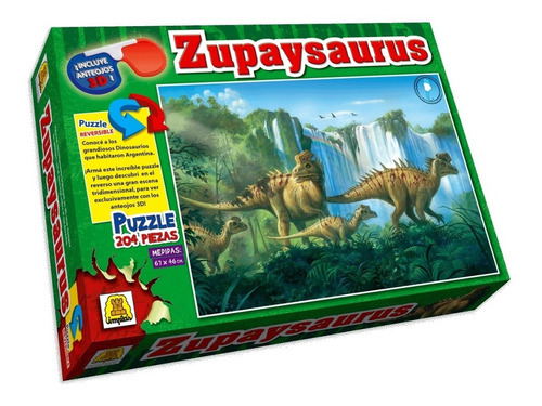 Rompecabezas Puertasaurus 204 Lentes 3d Dinosaurio Argentino