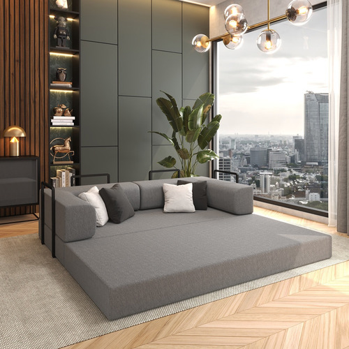 Puff Na Caixa Multiuso 3 Em 1 Sofá Modular 2 Lugares Cama