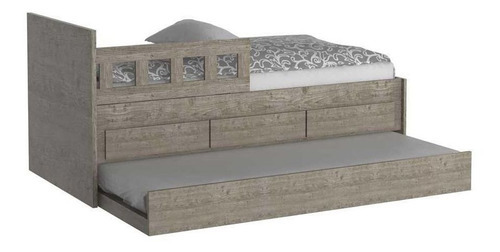 Cama Infantil Bicama 3 Gavetas Com Grade 100% Mdf 907910 Cor Marrom