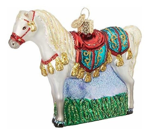 Selección De Navidad Del Viejo Mundo De Caballos Vidrio Sopl