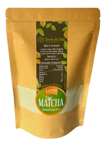 Té Verde Matcha Latte 125 G Orgánico Exquisito Instantáneo