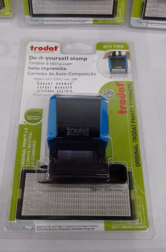 Impressão automática de selos Trodat 4911 Typo, cor de tinta azul e preta, cor preta