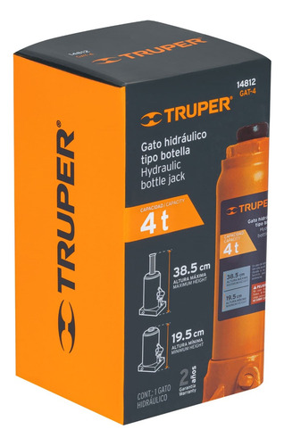 Gato Hidraulico T. Botella 4 Ton Truper 14812