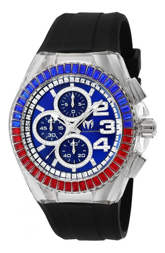 Reloj Para Hombre Technomarine Cruise Tm-121009 Negro Color Del Bisel Azul/rojo Color Del Fondo Azul