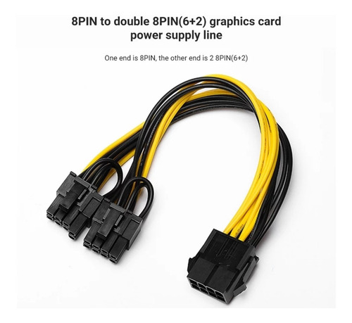 Imagen 3 de 8 de Cable Alimentación Pci-e 8 Pin A Doble 8 (6+2) Pci-e Riser