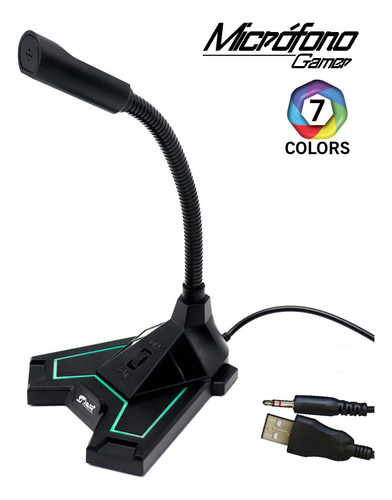 Microfono Gamer Estudio Flexible Con Luz Led 7 Colores