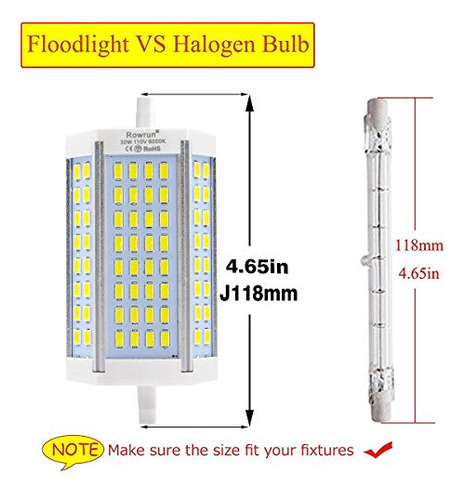 Bombilla Led Rowrun Nuolun R7s J118 De 30 W, Base De Doble E