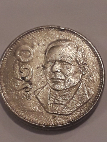 Moneda De 50 Pesos Benito Juárez Con Defectos Año 1986