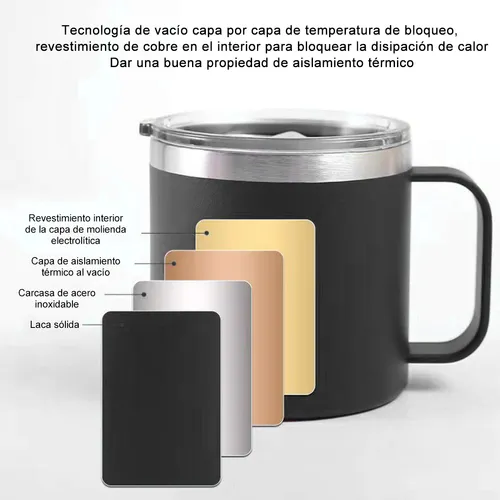 Taza Café Doble Capa Antiderrame Acero Multifunción 14oz