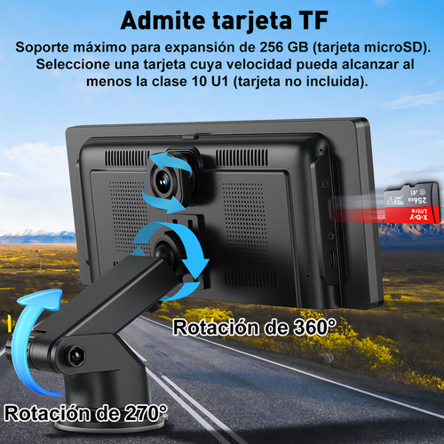 Estéreo portátil essgoo wifi 4K de 11.3 pulgadas 3 en 1 con dashcam y carplay