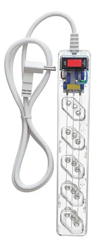 iCLAMPER Energia 5 Tomadas LCF Transparente Filtro de Linha e Protetor Elétrico DPS Bivolt