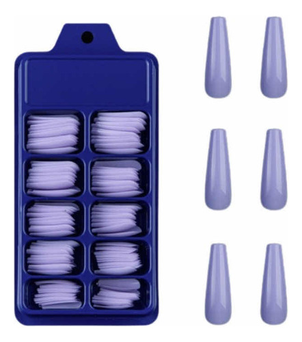 100 Uñas Postizas Moradas Lila Lavanda Pastel Nails Gel Uv