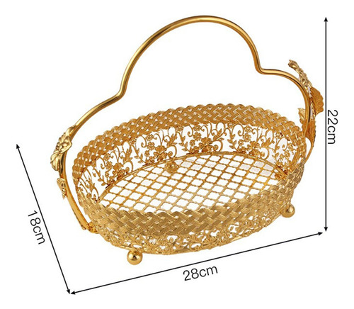 Cesta De Fruta De Metal Con Asa Para Decoración De Fiestas