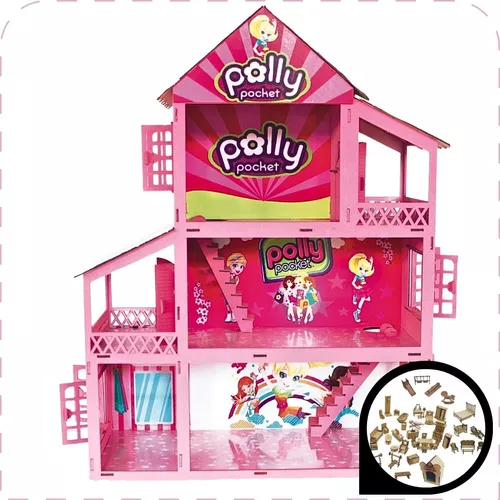 Casa Casinha Bonecas Polly Barbie Madeira Mdf Pintado em Promoção