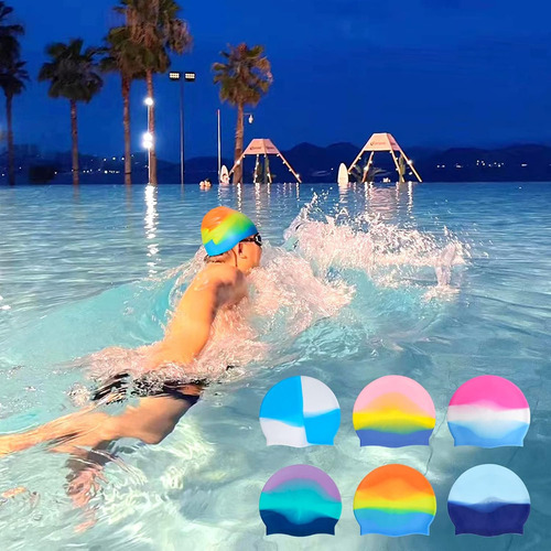 W Gorro De Natacion De Silicona De 6 Piezas Para Ninos Y