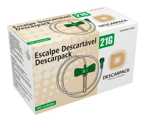 Escalpe Estéril Scalp 21g Luer Lock Cx. C/ 100 Descarpack
